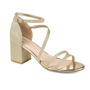 Journee Collection Bella Glitter Gold Black Pump Heels in Size 9 New Without Box